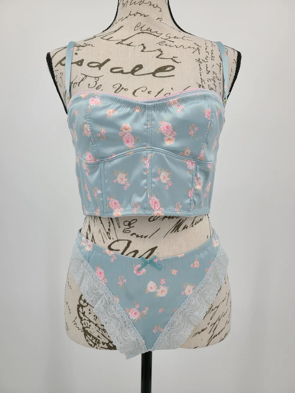 Anthropologie's LyreBird Satin Longline Bralette And Underwear Set Size Medium